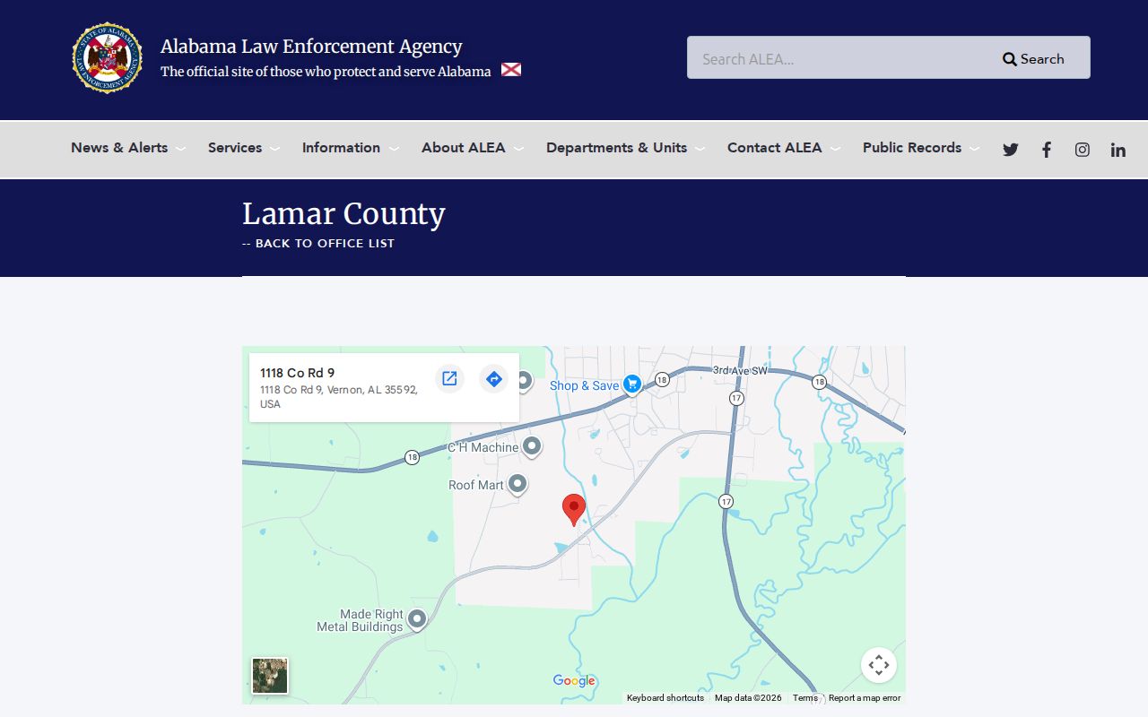 ALEA source for Lamar County Jail arrest records