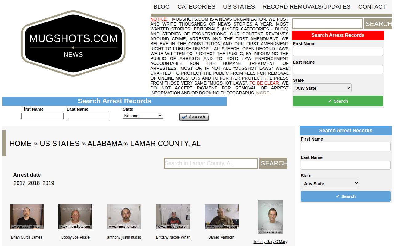 Unofficial Mugshots.com Lamar County section