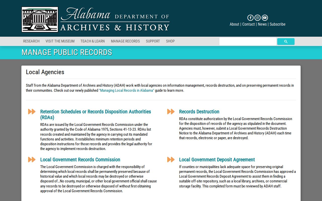 Alabama archives guidance for Lamar County arrest records