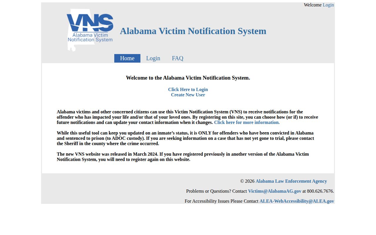 Official Alabama victim notification system guidance