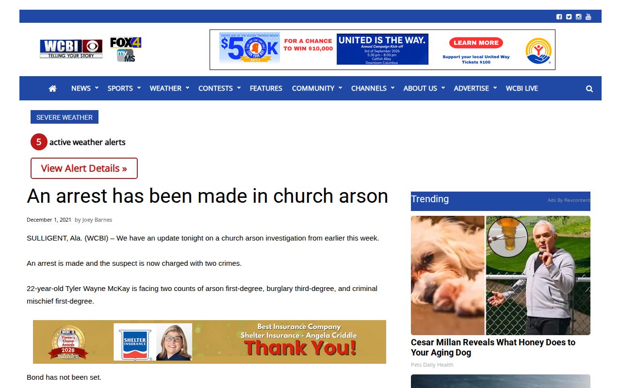 WCBI Sulligent arrest news report from Lamar County