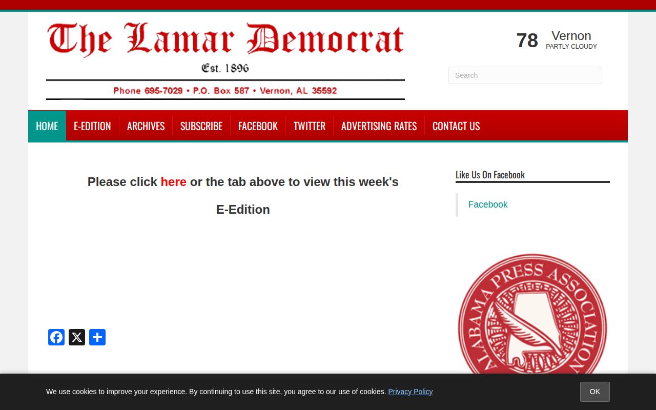 Lamar Democrat website associated with Vernon local news
